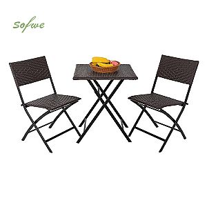 Meubles de patio 3 pièces chaise pliante en rotin osier