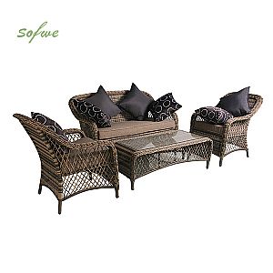 Canapé moderne de luxe en rotin pour l'extérieur