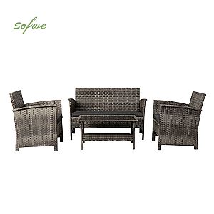 Canapé de jardin moderne de luxe en rotin et osier PE