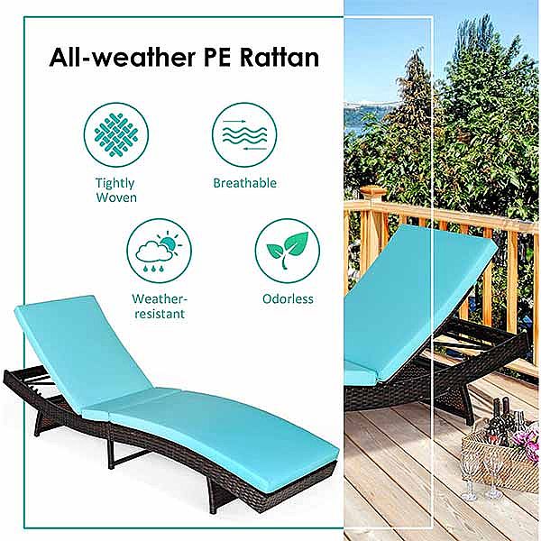 Chaise longue en rotin pour bain de soleil à l'extérieur - 10C02V