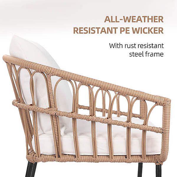 Ensemble de meubles de jardin en osier de luxe 3 pièces pour balcon - 10C03J