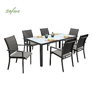 Ensemble de salle à manger d'extérieur 7 pièces en aluminium...