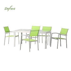 Ensemble de salle à manger d'extérieur 6 pièces en aluminium...