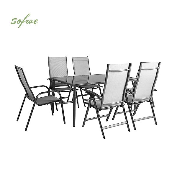 Ensemble table et chaises de jardin en textilène 7 pièces - 11D01H