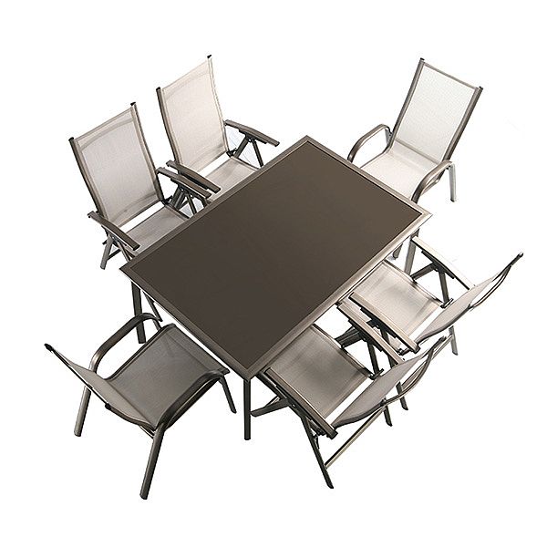 Ensemble table et chaises de jardin en textilène 7 pièces - 11D01H