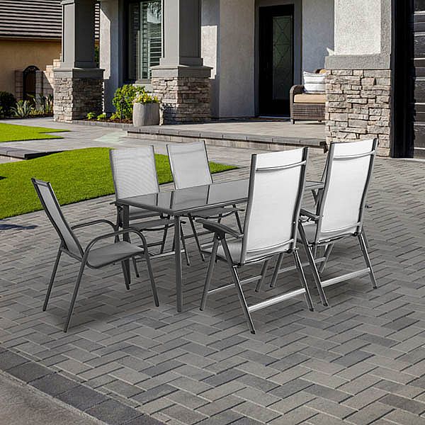 Ensemble table et chaises de jardin en textilène 7 pièces - 11D01H