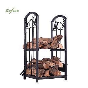 Support de rangement pour bois de chauffage en fer avec...