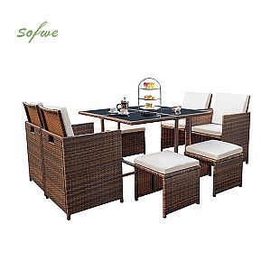 Table de salle à manger en osier de luxe pour l'extérieur...