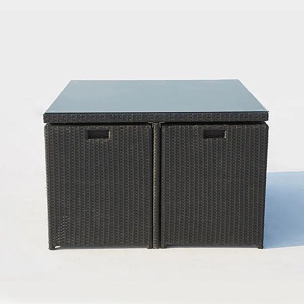 Ensemble de salle à manger en osier avec deux ottomans et quatre fauteuils Table à manger - 10D01D