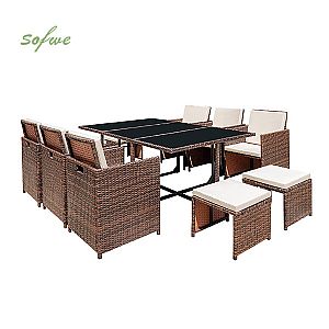 Ensemble de table à manger en rotin à faible encombrement