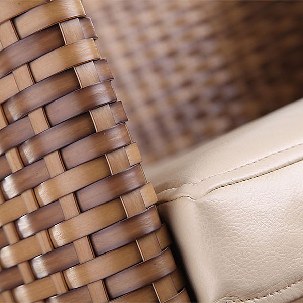 Ensemble table et chaises de salle à manger 6 pièces en rotin de jardin - 10D01H